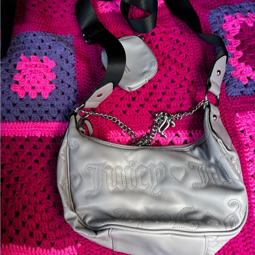 Juicy Couture Silver Metallic Shoulder Bag with Modern Flair
